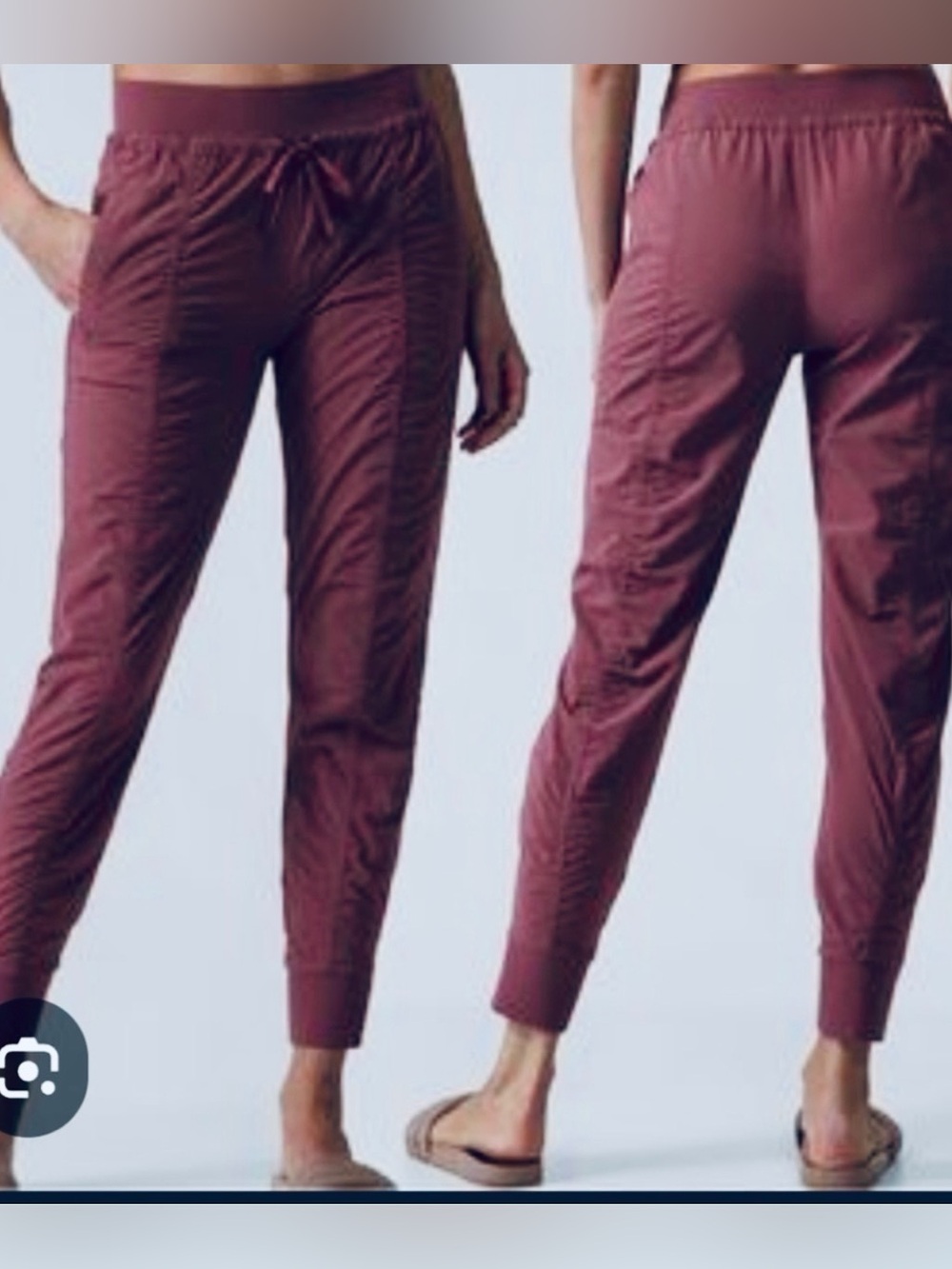 * New Athleta Attitude II Pant Joggers Maroon Brown SZ 10 Tall $109 *